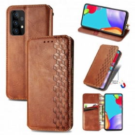 Schutzhülle Für Samsung Galaxy A52 4G / A52 5G / A52s 5G Flip Case Rautenstruktur In Lederoptik