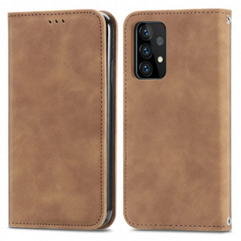 Schutzhülle Für Samsung Galaxy A52 4G / A52 5G / A52s 5G Flip Case Schicker Ledereffekt