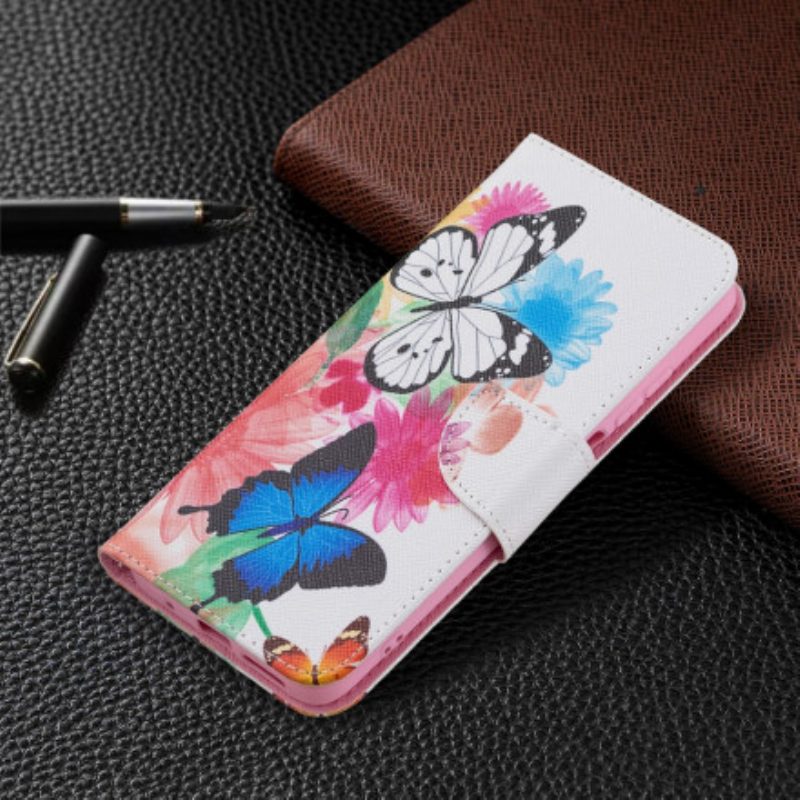 Flip Case Für Xiaomi Redmi 10 Bemalte Schmetterlinge Und Blumen