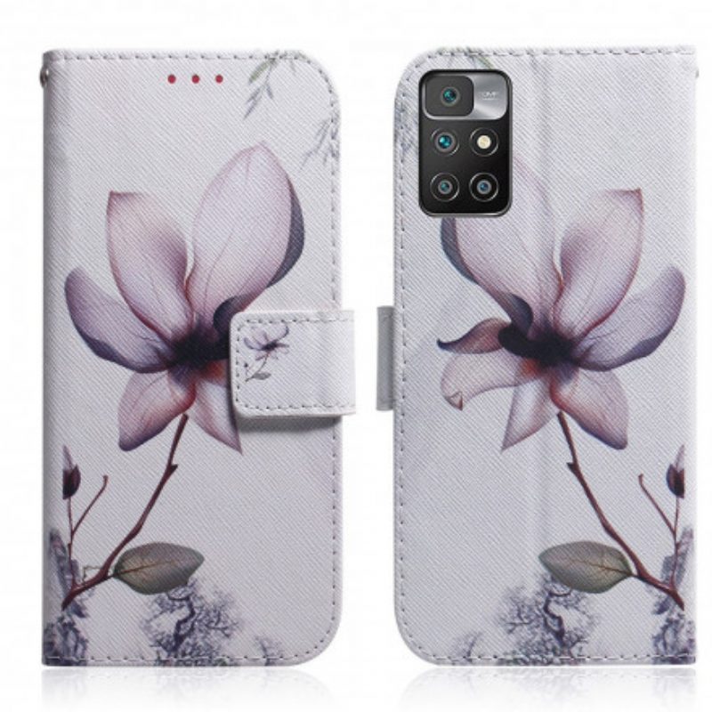 Flip Case Für Xiaomi Redmi 10 Blume Staubiges Rosa