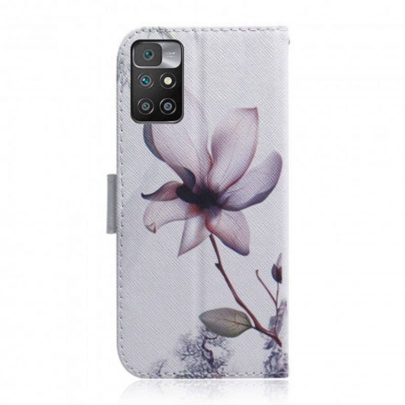 Flip Case Für Xiaomi Redmi 10 Blume Staubiges Rosa