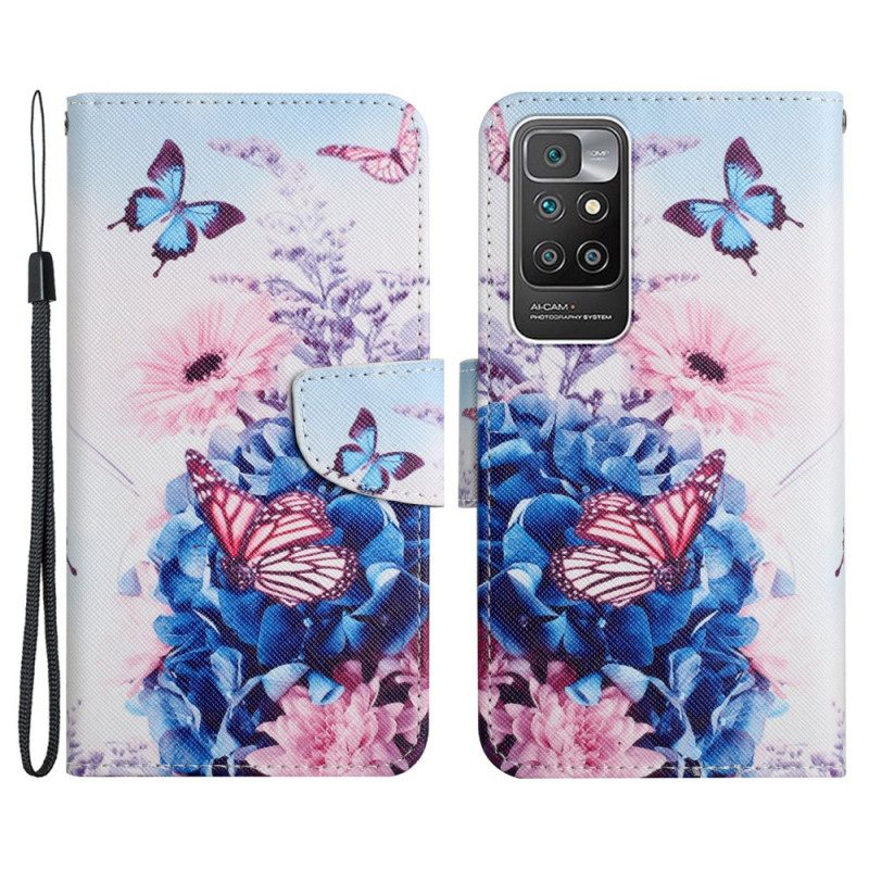 Flip Case Für Xiaomi Redmi 10 Blumenstrauß Und Schmetterlinge