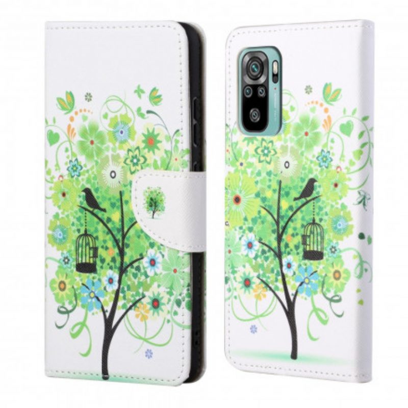 Flip Case Für Xiaomi Redmi 10 Grüner Baum