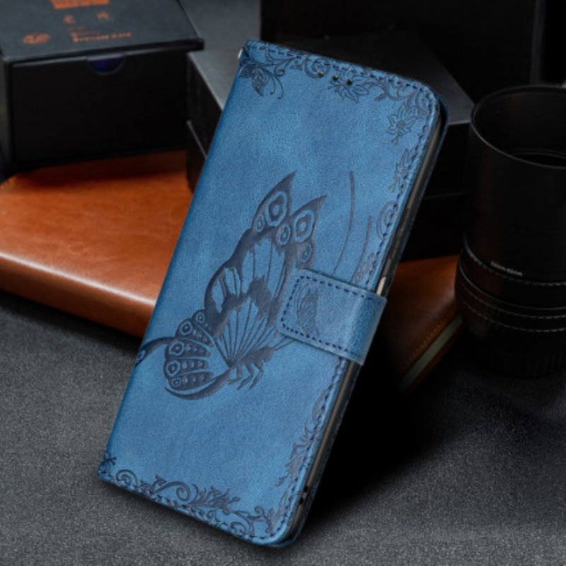 Flip Case Für Xiaomi Redmi 10 Mit Kordel Barocker Riemchenschmetterling