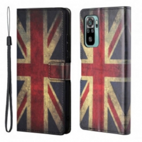 Flip Case Für Xiaomi Redmi 10 Mit Kordel England-flagge Mit Umhängeband