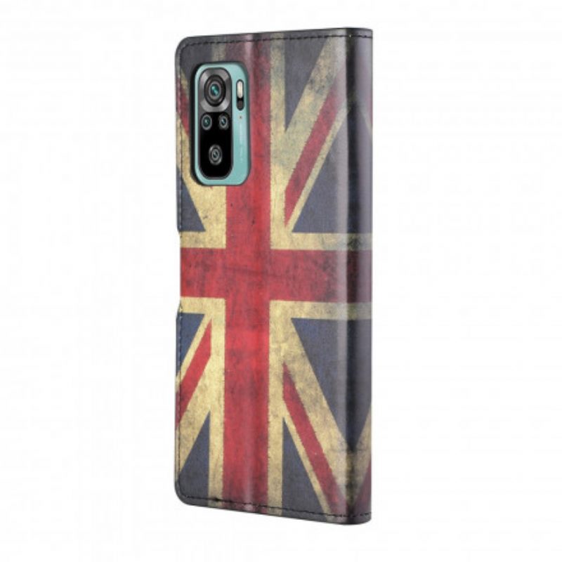 Flip Case Für Xiaomi Redmi 10 Mit Kordel England-flagge Mit Umhängeband