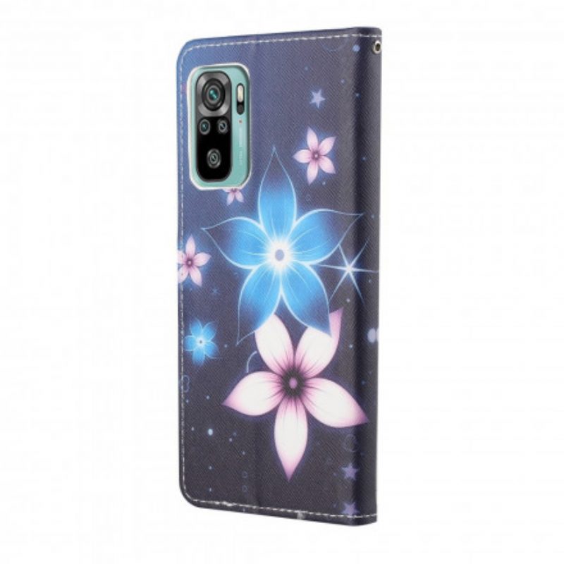 Flip Case Für Xiaomi Redmi 10 Mit Kordel Mondriemenblumen