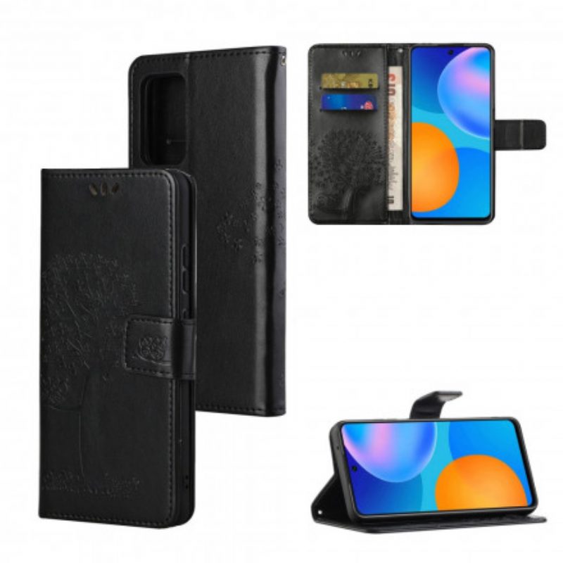 Flip Case Für Xiaomi Redmi 10 Mit Kordel Tangabaum Und Eulen