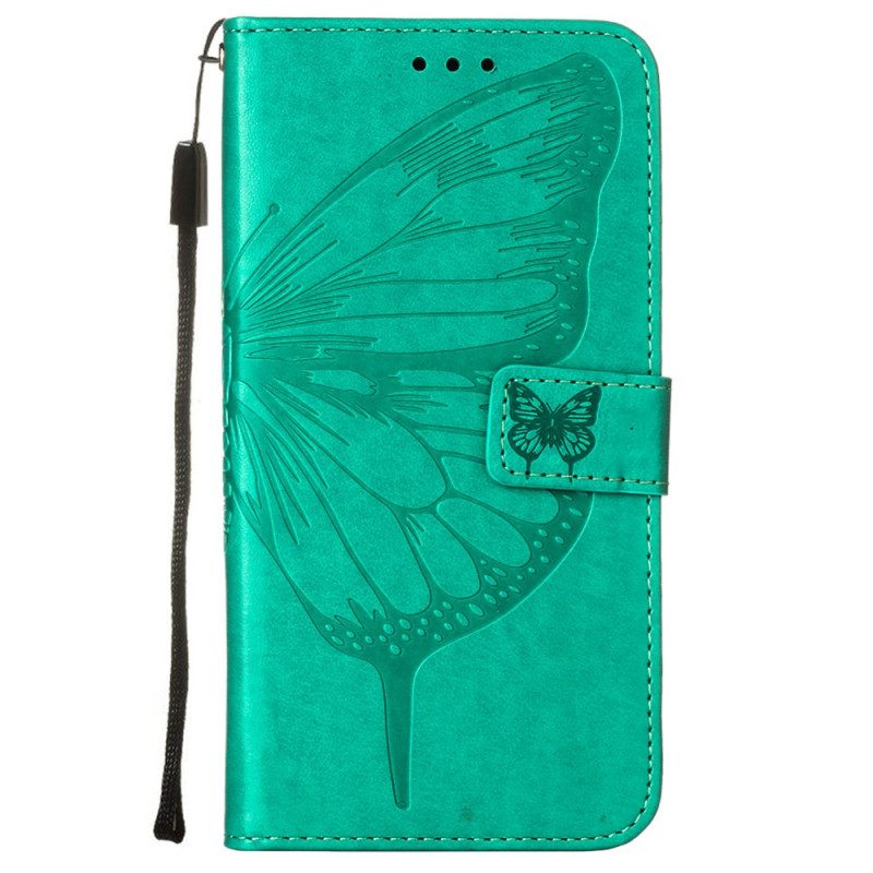 Flip Case Für Xiaomi Redmi 10 Schmetterlingsdesign Mit Umhängeband