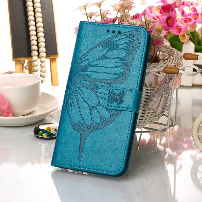 Flip Case Für Xiaomi Redmi 10 Schmetterlingsdesign Mit Umhängeband