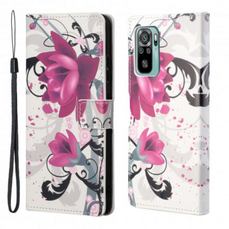 Flip Case Für Xiaomi Redmi 10 Tropische Blumen