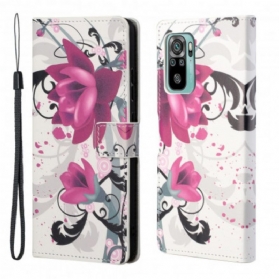 Flip Case Für Xiaomi Redmi 10 Tropische Blumen