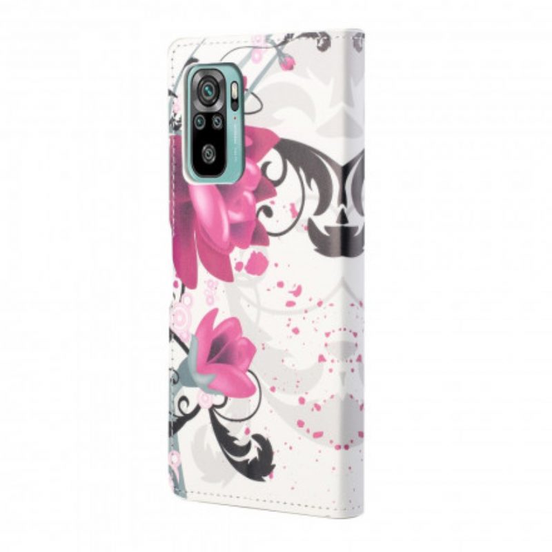 Flip Case Für Xiaomi Redmi 10 Tropische Blumen