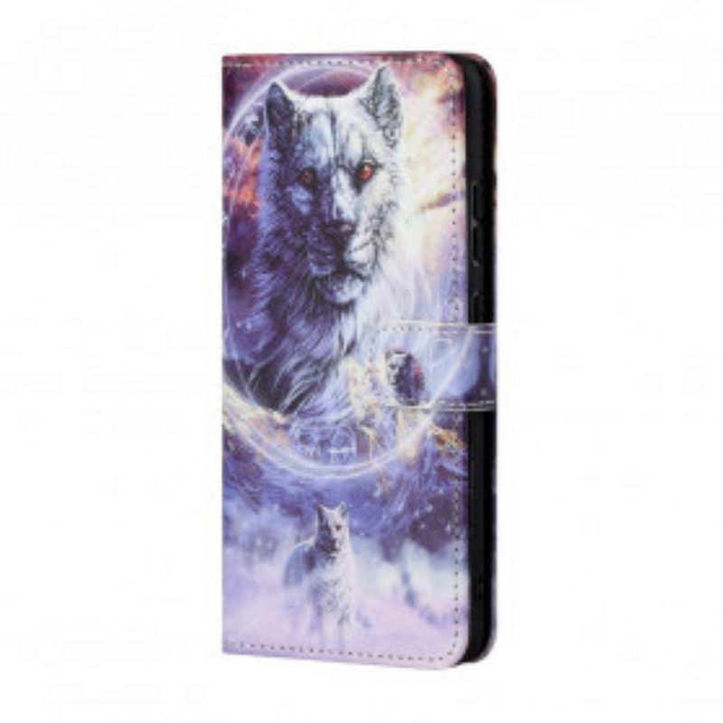 Flip Case Für Xiaomi Redmi 10 Wolf Im Winter Mit Schlüsselband