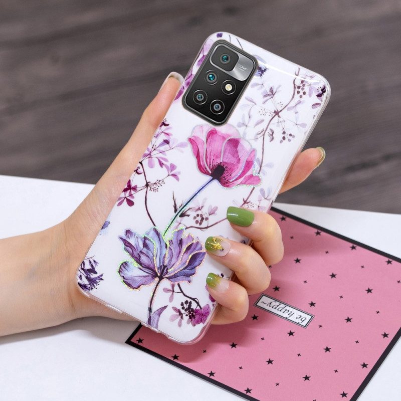 Handyhülle Für Xiaomi Redmi 10 Marmorierte Blumen