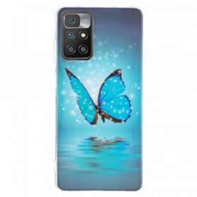 Hülle Für Xiaomi Redmi 10 Fluoreszierender Blauer Schmetterling