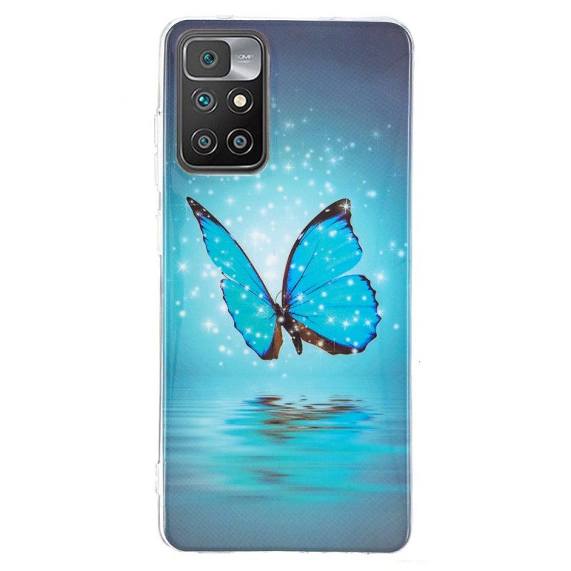 Hülle Für Xiaomi Redmi 10 Fluoreszierender Blauer Schmetterling