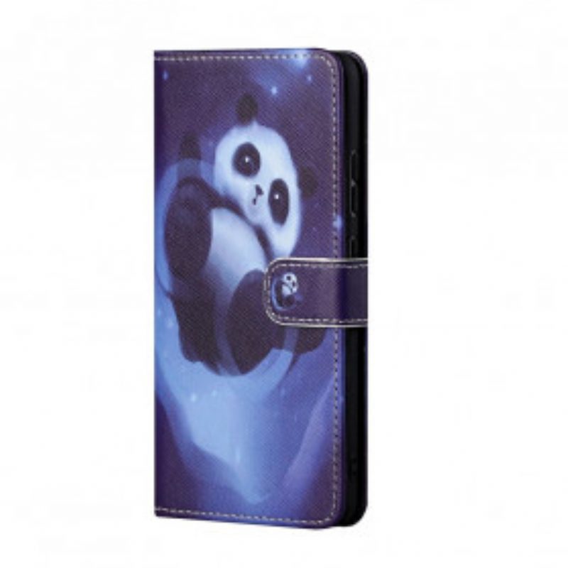 Lederhüllen Für Xiaomi Redmi 10 Mit Kordel Panda Space Mit Schlüsselband