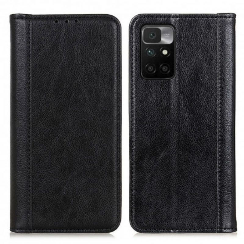 Schutzhülle Für Xiaomi Redmi 10 Flip Case Eleganz Aus Gespaltenem Litschi-leder