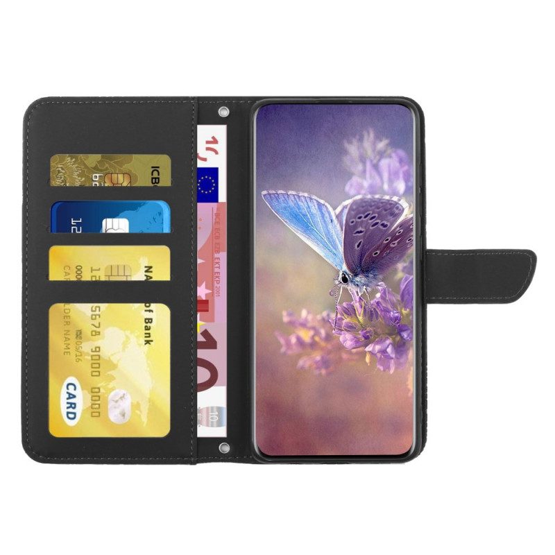 Flip Case Für Honor Magic 4 Pro Mit Kordel Tanga-schmetterlinge