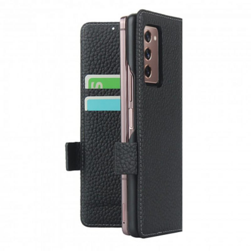 Flip Case Für Samsung Galaxy Z Fold 2 Echtes Litschi-leder