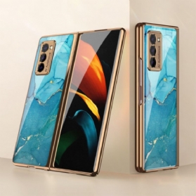 Hülle Für Samsung Galaxy Z Fold 2 Gkk Marmor Gehärtetes Glas