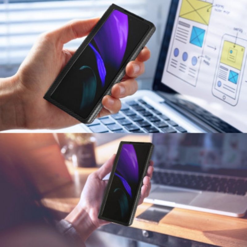 Hülle Für Samsung Galaxy Z Fold 2 Strukturiert Mit Freihändiger Unterstützung