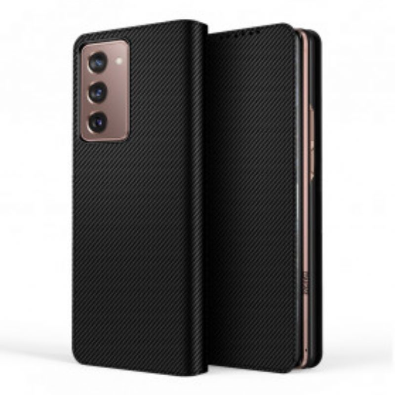 Schutzhülle Für Samsung Galaxy Z Fold 2 Flip Case Schwarzes Echtleder