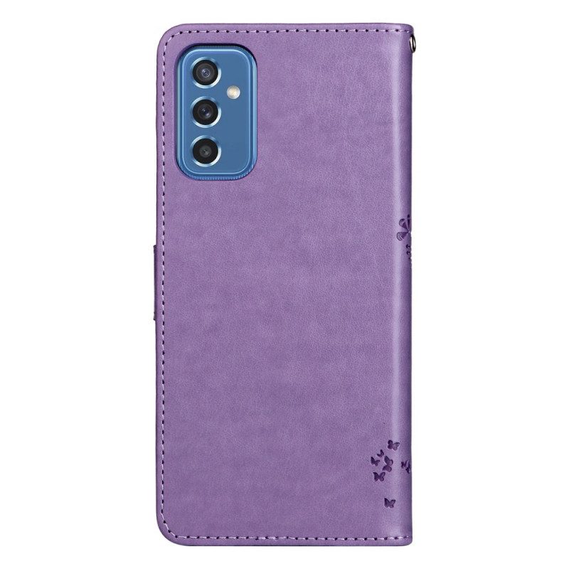 Flip Case Für Samsung Galaxy M52 5G Blühender Baum Und Katze