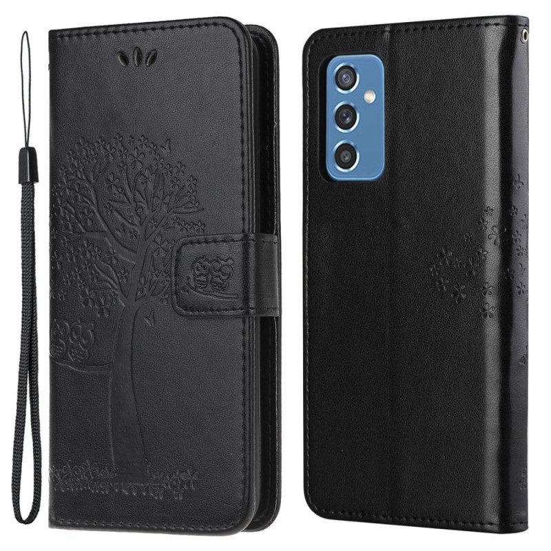 Flip Case Für Samsung Galaxy M52 5G Mit Kordel Tangabaum Und Eulen