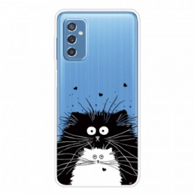 Hülle Für Samsung Galaxy M52 5G Schwarze Und Weiße Katzen