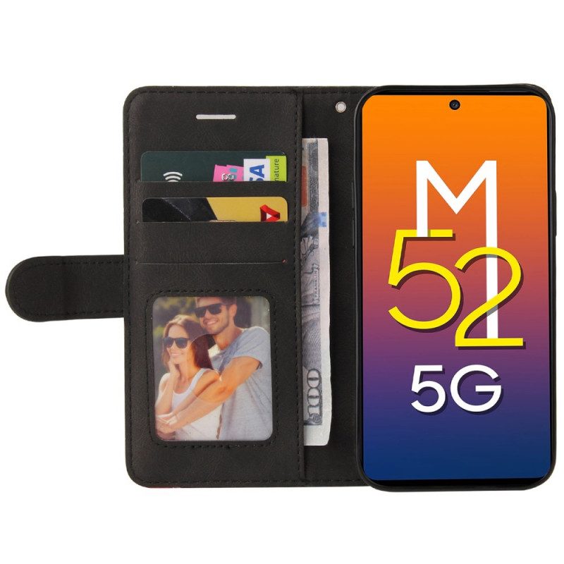 Lederhüllen Für Samsung Galaxy M52 5G Mit Kordel Lanyard-tintenlinie