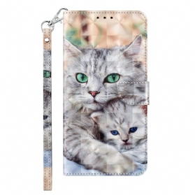 Flip Case Für iPhone 14 Mit Kordel Nur Tanga-katzen