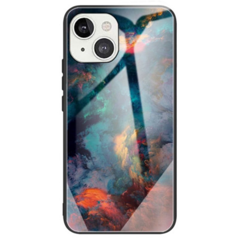 Hülle Für iPhone 14 Gehärtetes Glas Mit Aquarellmuster