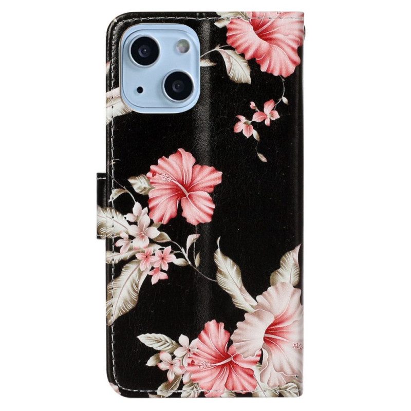 Lederhüllen Für iPhone 14 Blumen