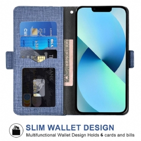 Lederhüllen Für iPhone 14 Jeans Mit Drehbarem Kartenhalter