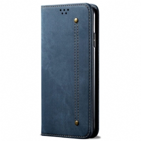 Schutzhülle Für iPhone 14 Flip Case Denim-stoff