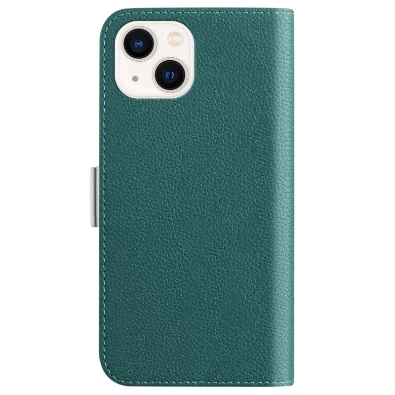 Schutzhülle Für iPhone 14 Flip Case Litschi-kunstleder