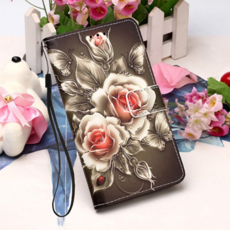 Flip Case Für Samsung Galaxy A32 5G Goldene Rosen