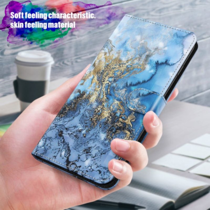 Flip Case Für Samsung Galaxy A32 5G Lichtpunkt-marmor-design Mit Umhängeband