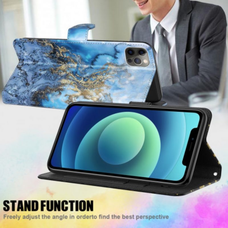 Flip Case Für Samsung Galaxy A32 5G Lichtpunkt-marmor-design Mit Umhängeband