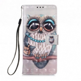 Flip Case Für Samsung Galaxy A32 5G Mit Kordel Miss Owl Mit Riemen