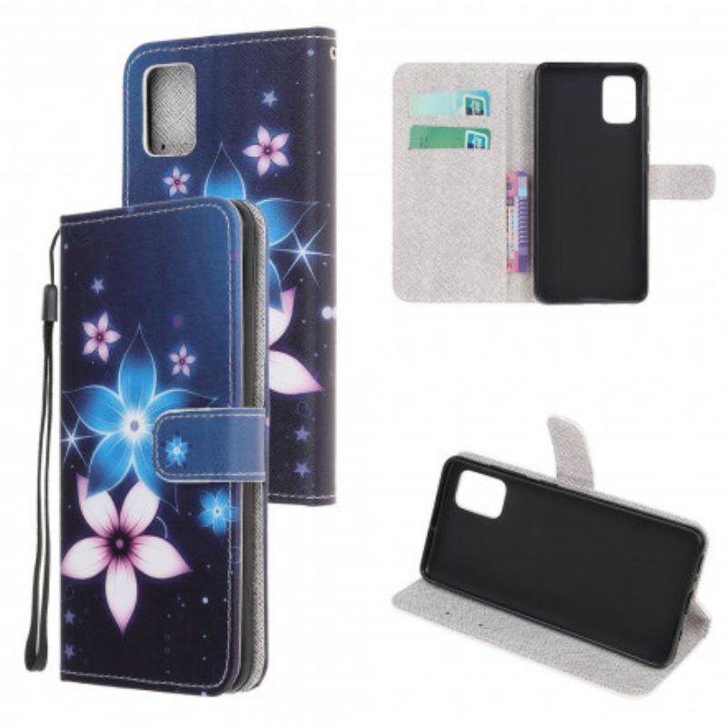 Flip Case Für Samsung Galaxy A32 5G Mit Kordel Mondriemenblumen