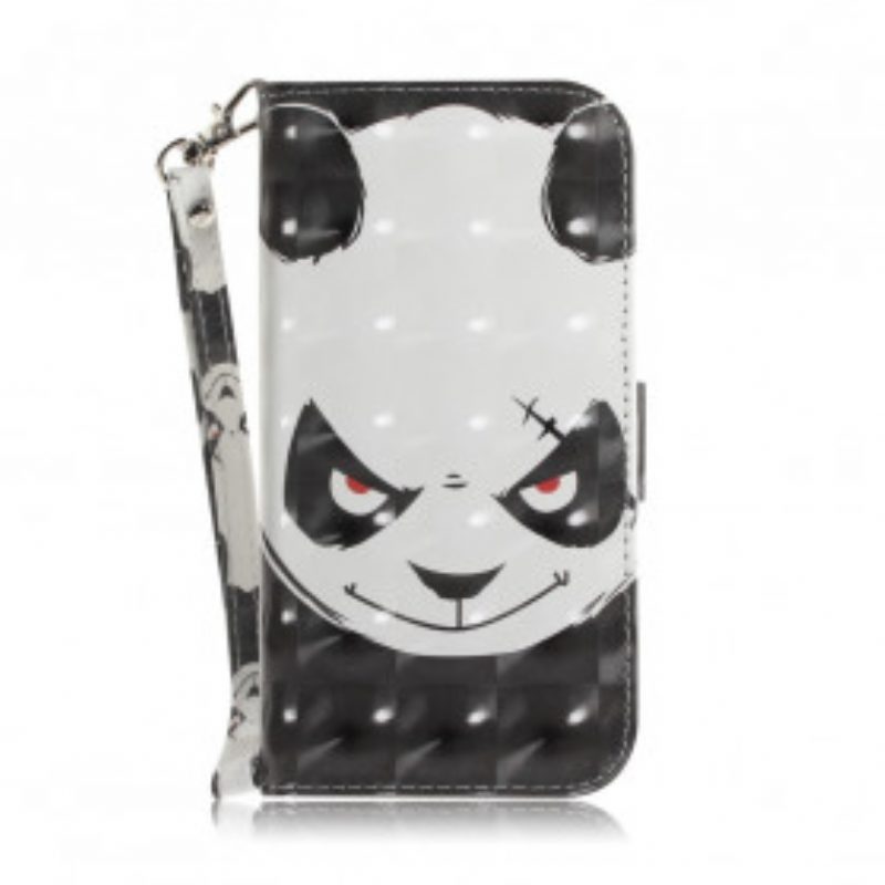 Flip Case Für Samsung Galaxy A32 5G Mit Kordel Wütender Panda Mit Schlüsselband