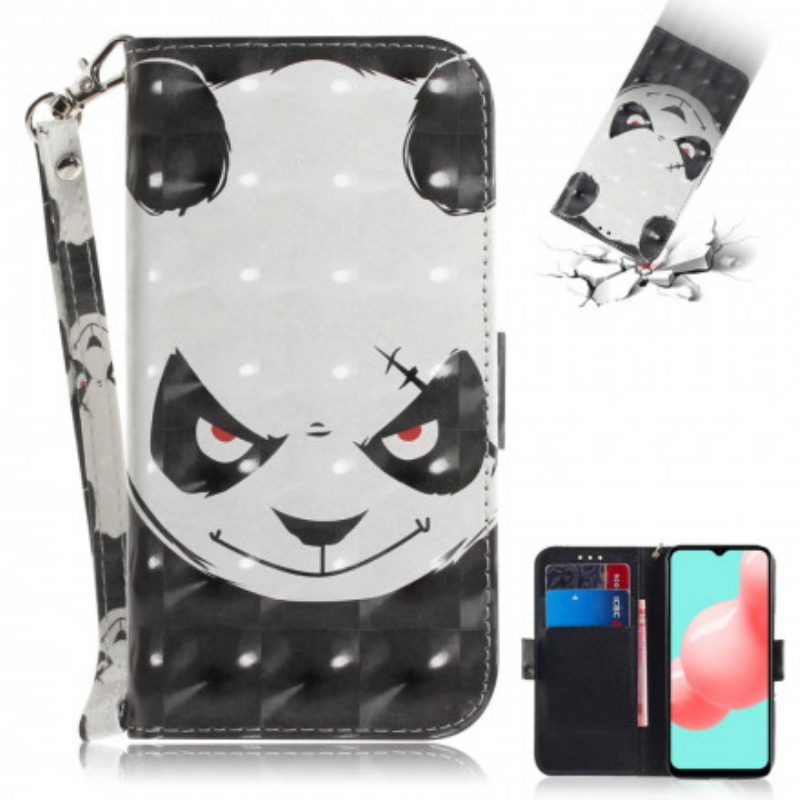 Flip Case Für Samsung Galaxy A32 5G Mit Kordel Wütender Panda Mit Schlüsselband