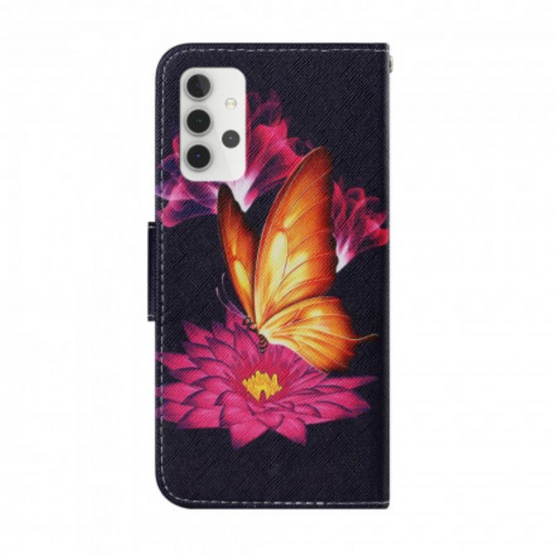 Flip Case Für Samsung Galaxy A32 5G Schmetterling Und Lotus