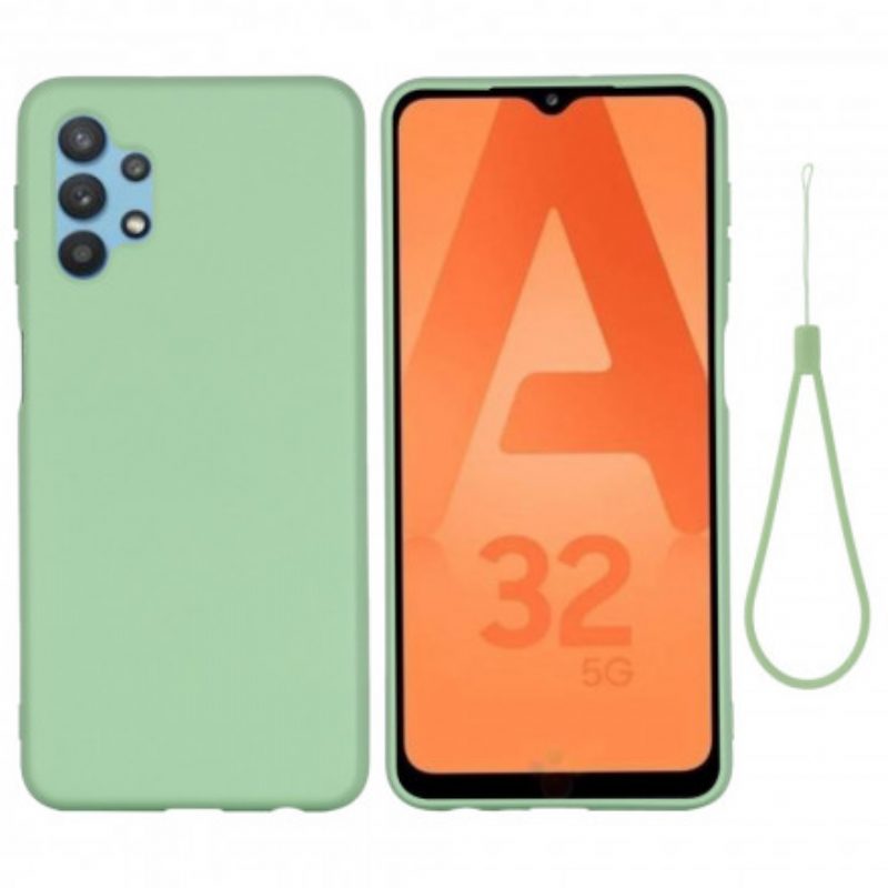 Handyhülle Für Samsung Galaxy A32 5G Flüssigsilikon Mit Lanyard