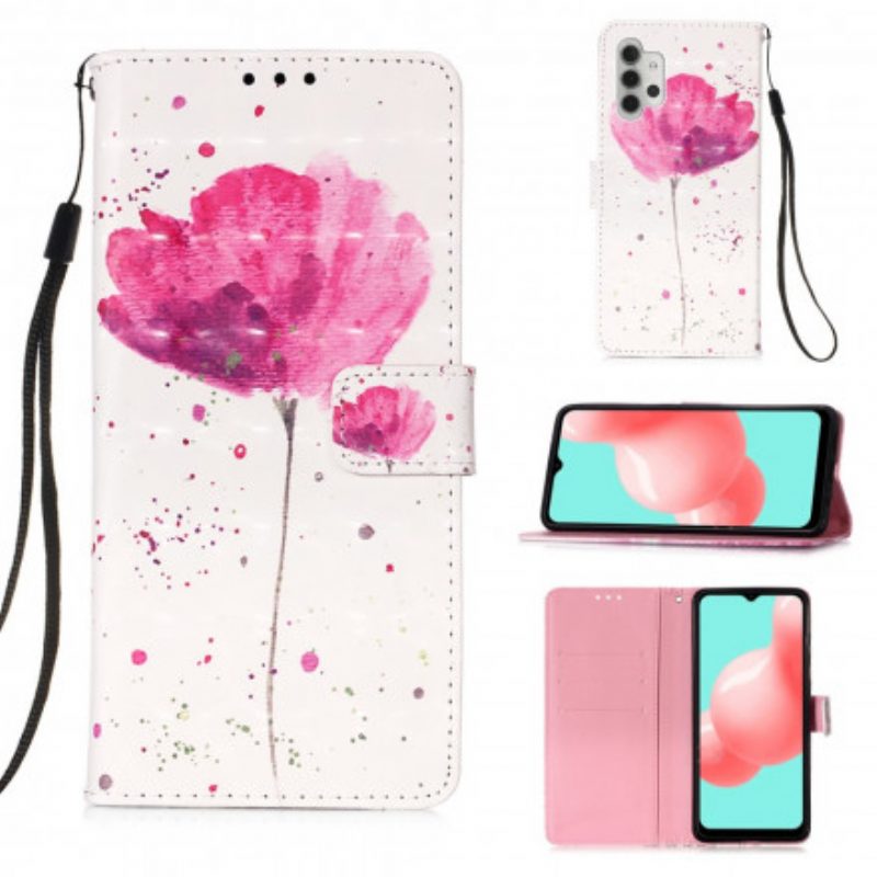 Hülle Flip Case Für Samsung Galaxy A32 5G Aquarellmohn