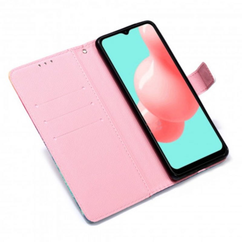 Hülle Flip Case Für Samsung Galaxy A32 5G Aquarellmohn