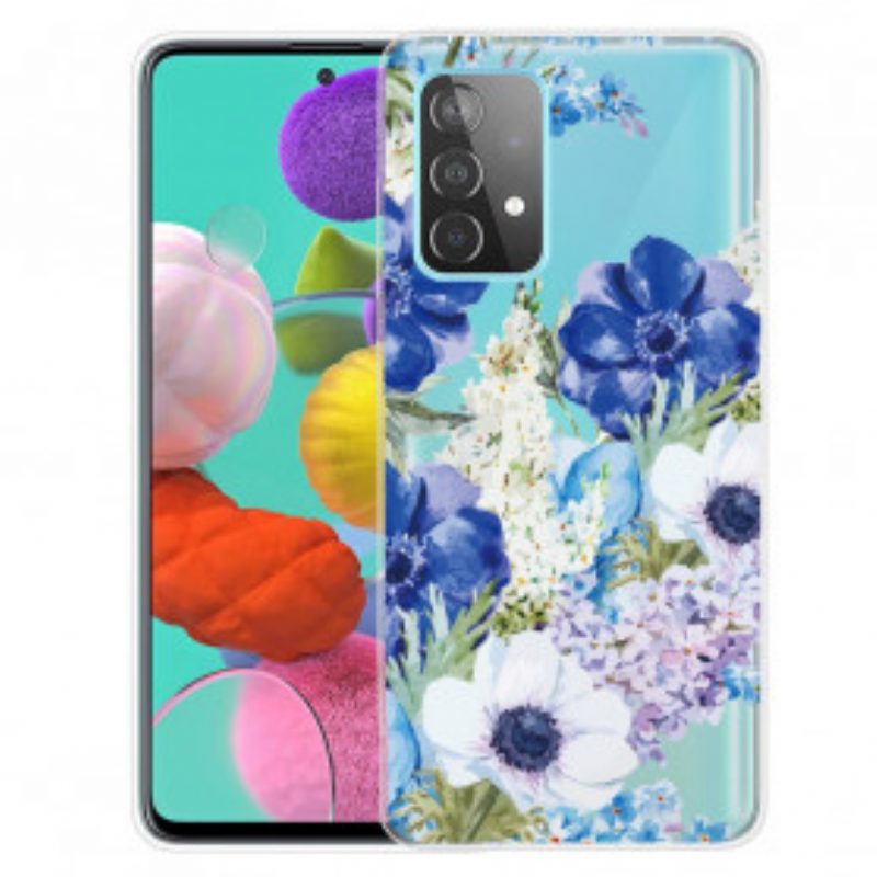 Hülle Für Samsung Galaxy A32 5G Aquarellblaue Blumen